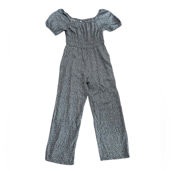 Sincerely Jules Blue White Leaf Print Off Shoulder Jumpsuit Size XL - Picture 1 of 17